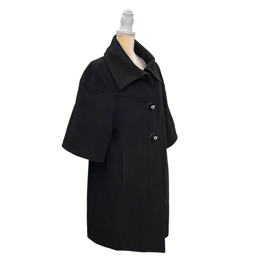 Express Wool/Silk Blend Winter Coat Size Medium Black 3/4 Length 1/2 Sleeve Mod